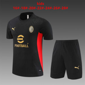 AC Milan 2024-25 Black Short Sleeve Kids Training Kit