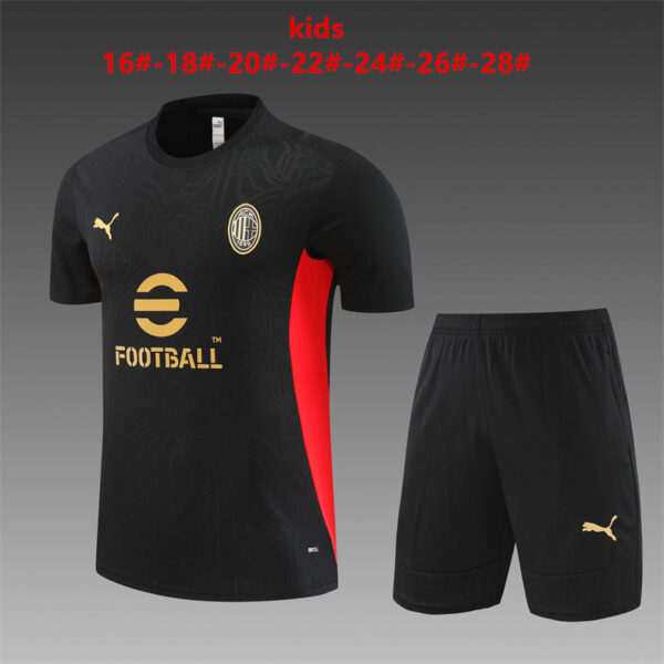 AC Milan 2024-25 Black Short Sleeve Kids Training Kit