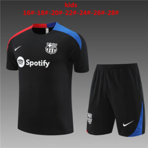 Barcelona 2024-25 Black Short Sleeve Kids Training Kit