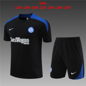 Inter Milan 2024-25 Black Short Sleeve Kids Training Kit