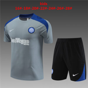 Inter Milan 2024-25 Grey Short Sleeve Kids Training Kit