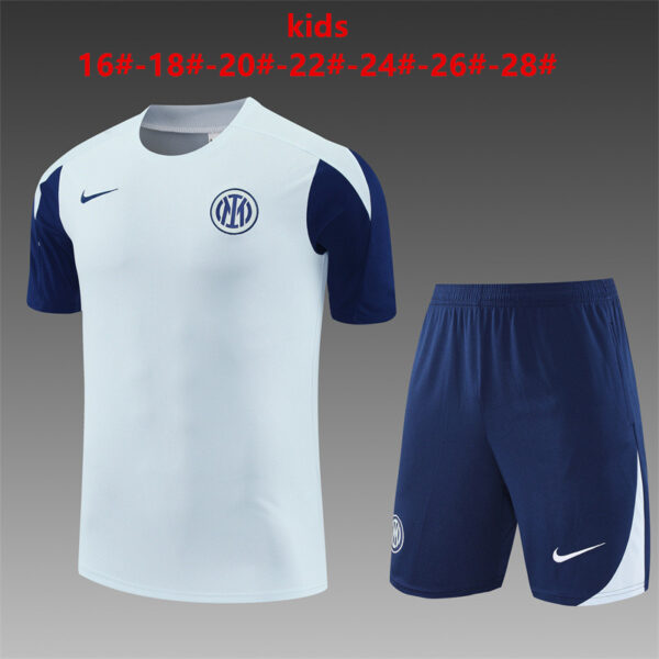 Inter Milan 2025-26 Light Grey Short Sleeve Kids Training Kit
