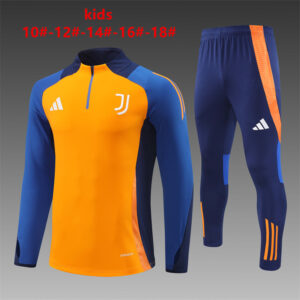 Juventus 2024-25 Orange Yellow Half Zip Long Sleeve Kids Training Kit