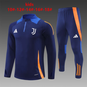 Juventus 2024-25 Royal Blue Half Zip Long Sleeve Kids Training Kit