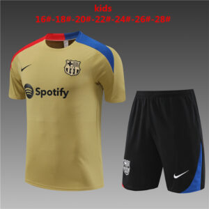 Barcelona 2024-25 Gold Short Sleeve Kids Training Kit