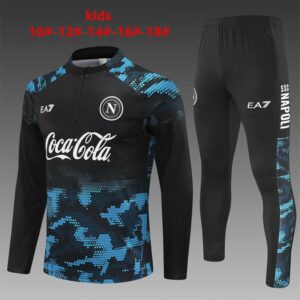 Napoli 2024-25 Black Half Zip Long Sleeve Kids Training Kit