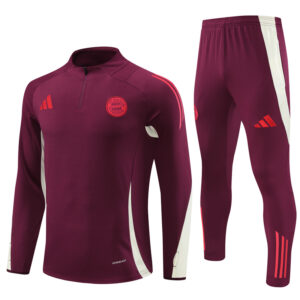 Bayern Munich 2024-25 Maroon Half Zip Long Sleeve Training Kit