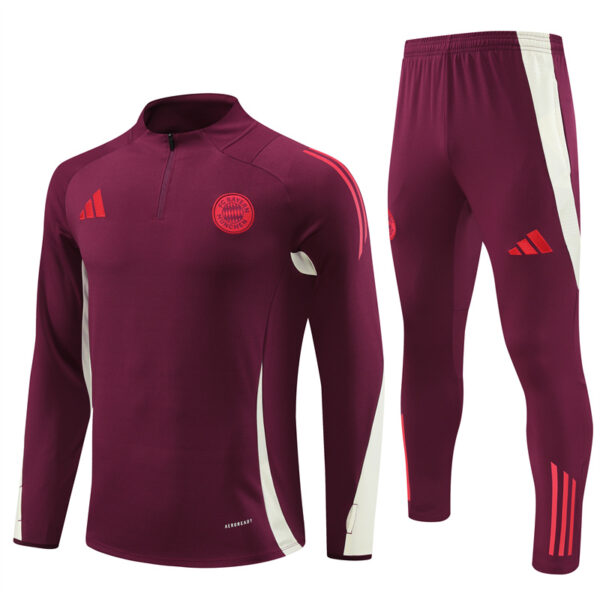 Bayern Munich 2024-25 Maroon Half Zip Long Sleeve Training Kit
