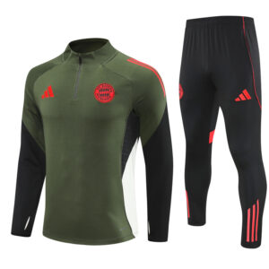 Bayern Munich 2025-26 Green Half Zip Long Sleeve Training Kit