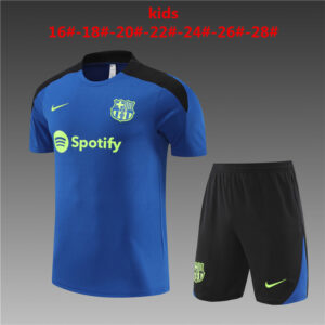 Barcelona 2024-25 Rainbow Blue Short Sleeve Kids Training Kit