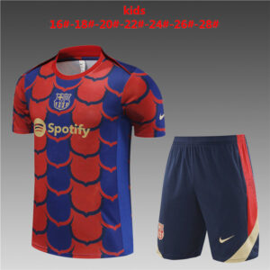 Barcelona 2024-25 Red Blue (Camo Edition) Short Sleeve Kids Training Kit
