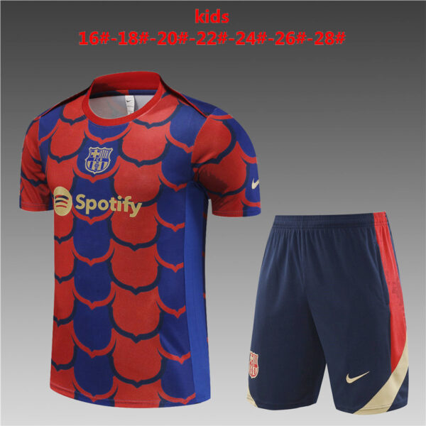 Barcelona 2024-25 Red Blue (Camo Edition) Short Sleeve Kids Training Kit