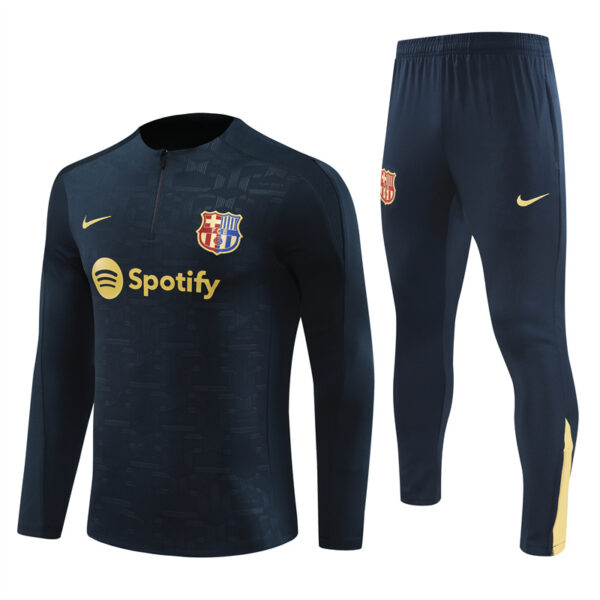 Barcelona 2024-25 Royal Blue (Embossed Edition) Half Zip Long Sleeve Training Kit