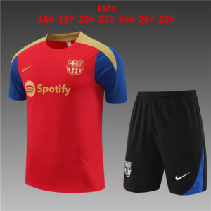 Barcelona 2024-25 Red Short Sleeve Kids Training Kit