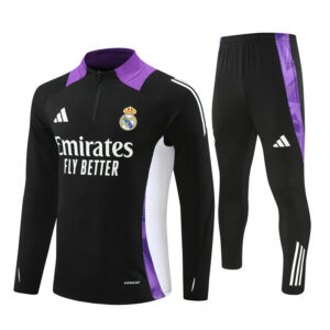 Real Madrid 2024-25 Black Purple Half Zip Long Sleeve Training Kit
