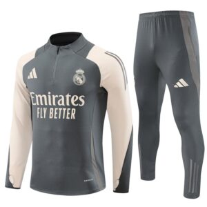 Real Madrid 2024-25 Dark Grey Half Zip Long Sleeve Training Kit