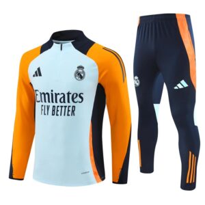 Real Madrid 2024-25 Light Blue Half Zip Long Sleeve Training Kit