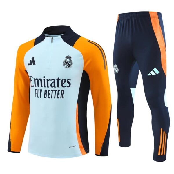 Real Madrid 2024-25 Light Blue Half Zip Long Sleeve Training Kit