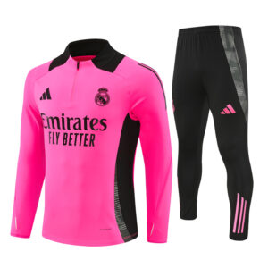Real Madrid 2024-25 Rose Red Half Zip Long Sleeve Training Kit