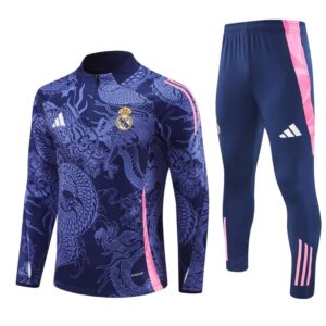Real Madrid 2024-25 Royal Blue Dragon Half Zip Long Sleeve Training Kit
