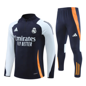 Real Madrid 2024-25 Royal Blue Half Zip Long Sleeve Training Kit