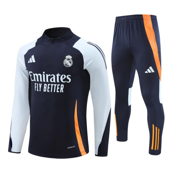 Real Madrid 2024-25 Royal Blue Half Zip Long Sleeve Training Kit