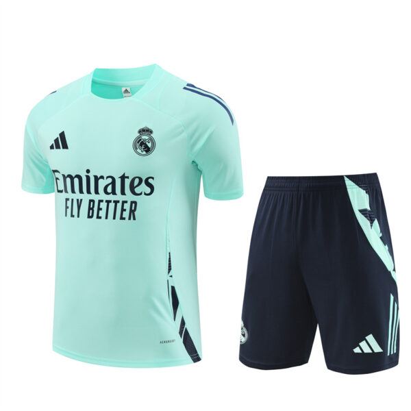 Real Madrid 2024-25 Turquoise Blue Short Sleeve Training Kit