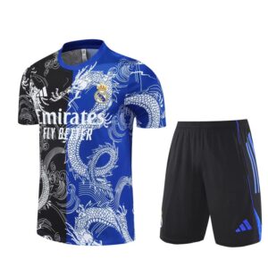 Real Madrid 2025-26 Black Blue Short Sleeve Training Kit