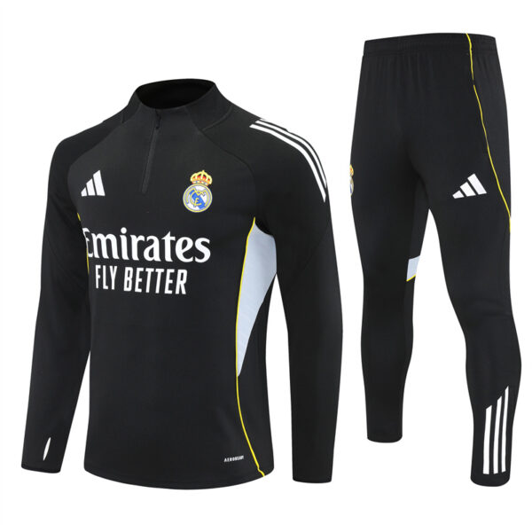 Real Madrid 2025-26 Black Half Zip Long Sleeve Training Kit