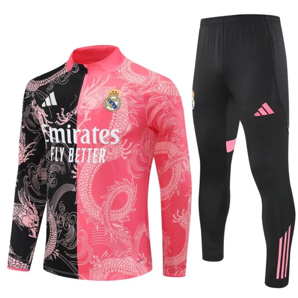 Real Madrid 2025-26 Black Pink Half Zip Long Sleeve Training Kit