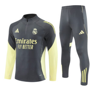 Real Madrid 2025-26 Dark Grey Half Zip Long Sleeve Training Kit