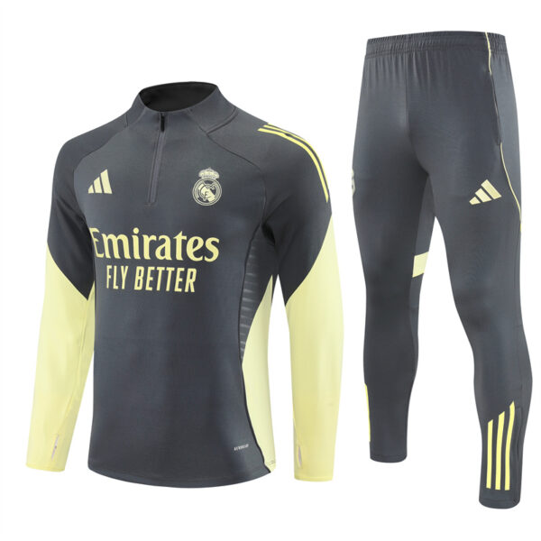 Real Madrid 2025-26 Dark Grey Half Zip Long Sleeve Training Kit