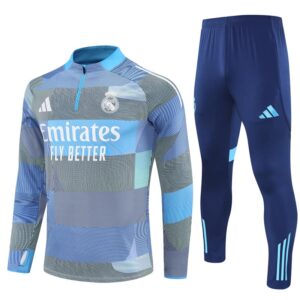 Real Madrid 2025-26 Light Blue (Camo Edition) Half Zip Long Sleeve Training Kit