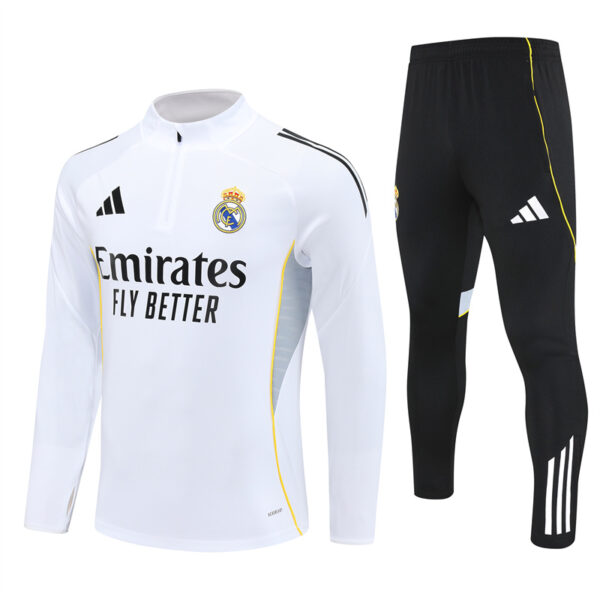 Real Madrid 2025-26 White Half Zip Long Sleeve Training Kit