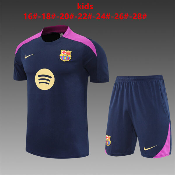 Barcelona 2025-26 Royal Blue Short Sleeve Kids Training Kit