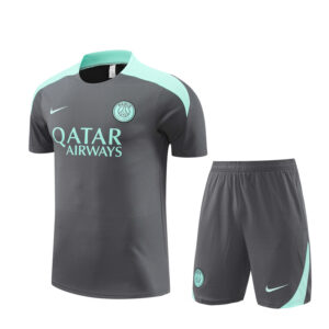 PSG 2024-25 Dark Grey Light Blue Short Sleeve Training Kit