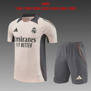 Real Madrid 2024-25 Apricot Short Sleeve Kids Training Kit