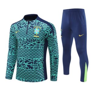 Brazil 2024-25 Turquoise Blue (Camo Edition) Half Zip Long Sleeve Training Kit