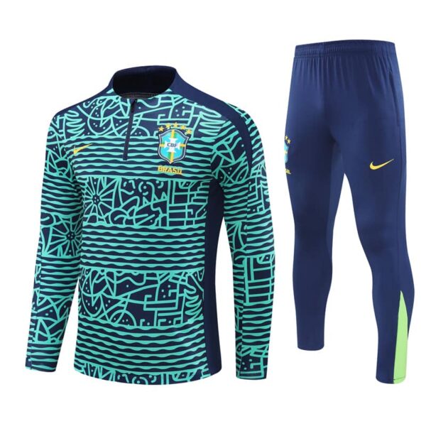 Brazil 2024-25 Turquoise Blue (Camo Edition) Half Zip Long Sleeve Training Kit