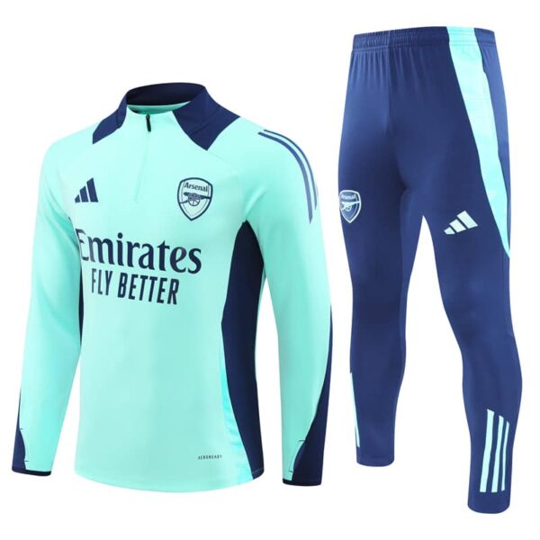 Arsenal 2024-25 Turquoise Blue Half Zip Long Sleeve Training Kit