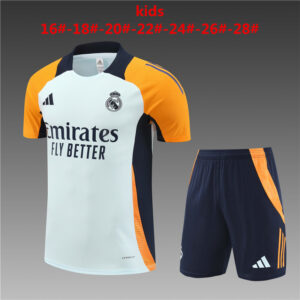 Real Madrid 2024-25 Light Blue Short Sleeve Kids Training Kit