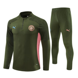 Manchester City 2024-25 Army Green Half Zip Long Sleeve Training Kit