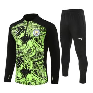 Manchester City 2024-25 Fluorescent Green (Camo Edition) Half Zip Long Sleeve Training Kit