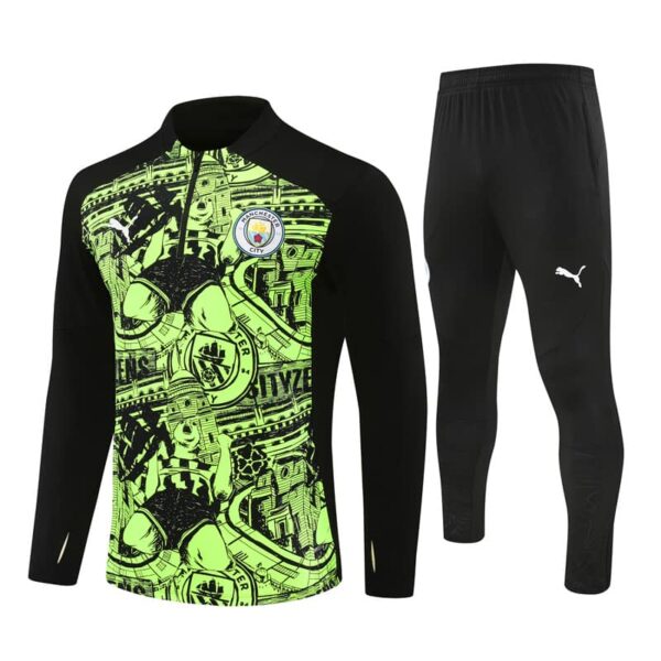 Manchester City 2024-25 Fluorescent Green (Camo Edition) Half Zip Long Sleeve Training Kit