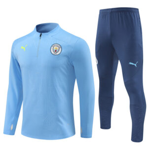 Manchester City 2024-25 Light Blue (Embossed Edition) Half Zip Long Sleeve Training Kit