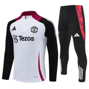 Manchester United 2024-25 White Half Zip Long Sleeve Training Kit