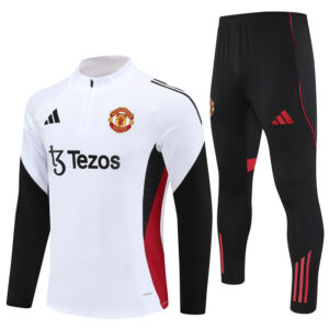 Manchester United 2025-26 White Half Zip Long Sleeve Training Kit