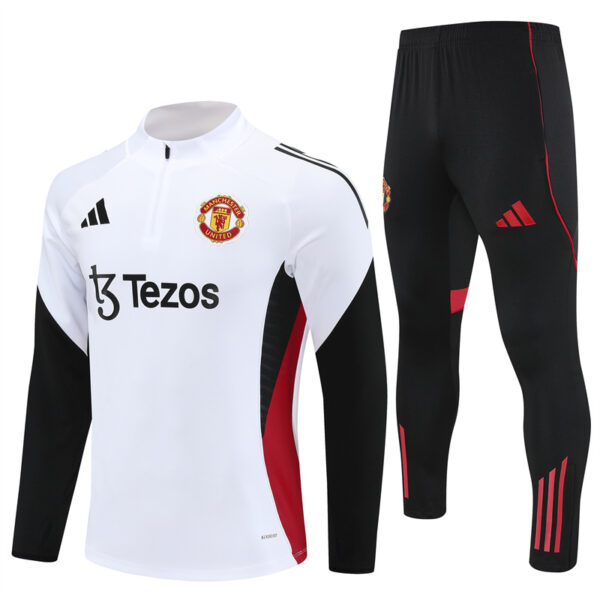 Manchester United 2025-26 White Half Zip Long Sleeve Training Kit