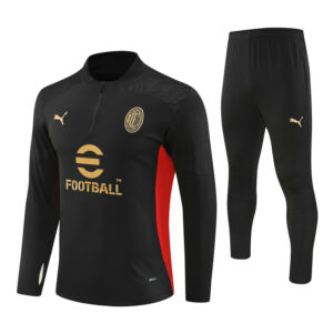 AC Milan 2024-25 Black Half Zip Long Sleeve Training Kit