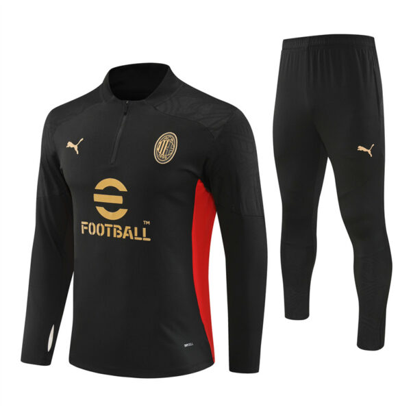 AC Milan 2024-25 Black Half Zip Long Sleeve Training Kit